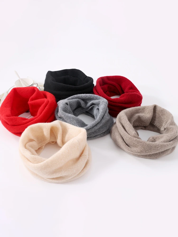 Color: Red, Size: One Size - 100% Merio Wool Neck Warmer Women Winter Warm Fashion Hollow Out Cover Tube Scarf Ear Face Mask False Collar Autumn Headband