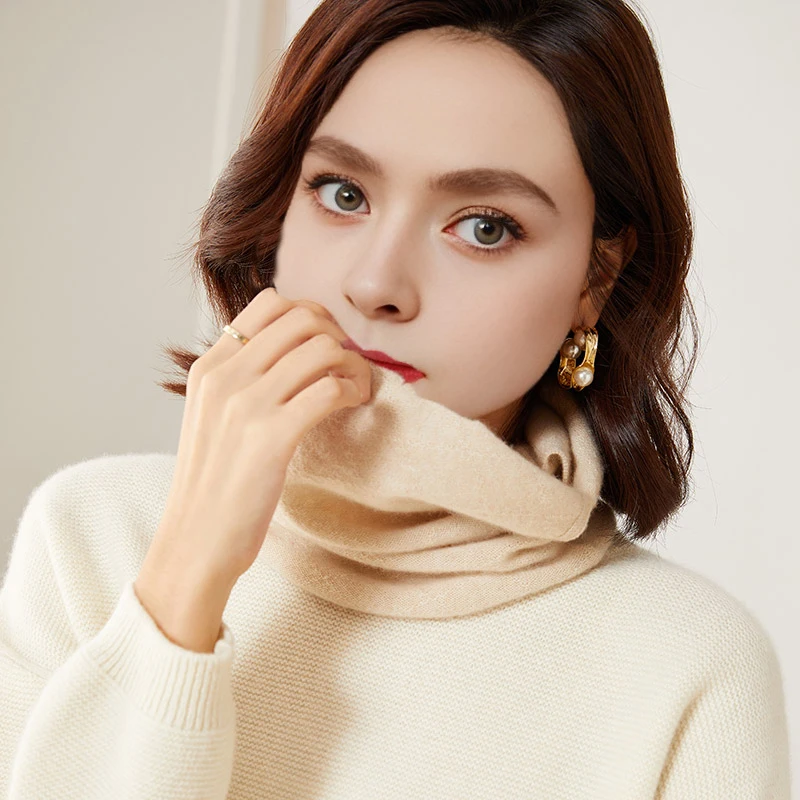 Color: Red, Size: One Size - 100% Merio Wool Neck Warmer Women Winter Warm Fashion Hollow Out Cover Tube Scarf Ear Face Mask False Collar Autumn Headband