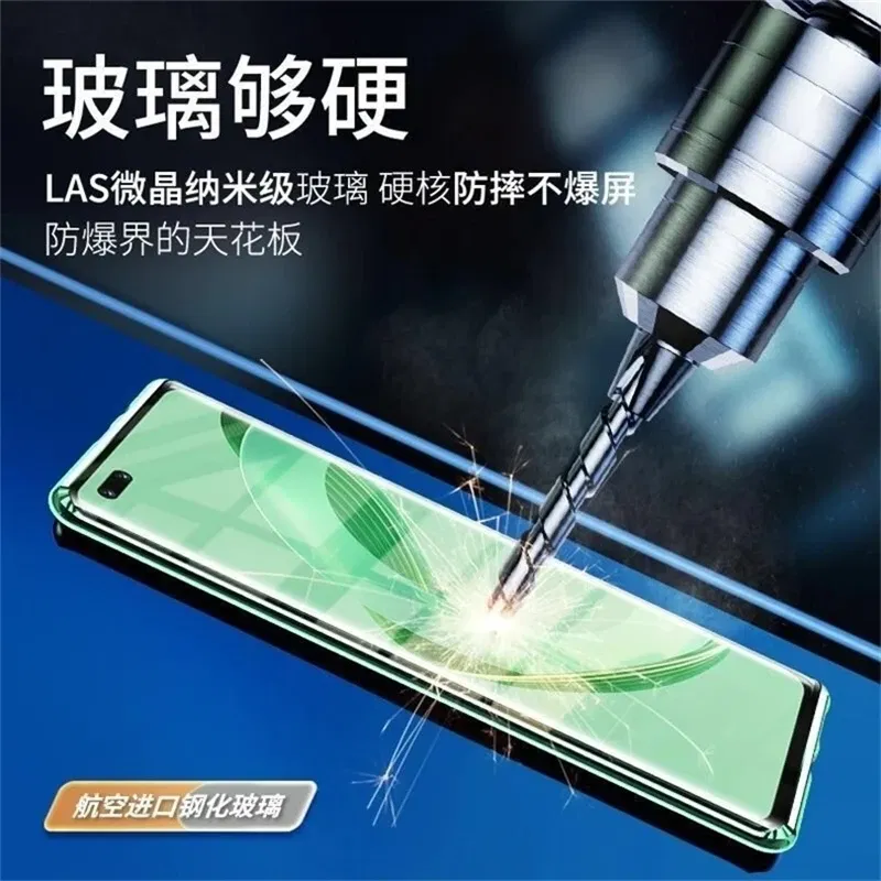 Color: Blue, Material: ABS - 360 Full Case For Huawei Nova 12S Case Double Sided Magnetic Adsorption Metal Capa Tempering Glass Clear Phone Cover For Nova12S