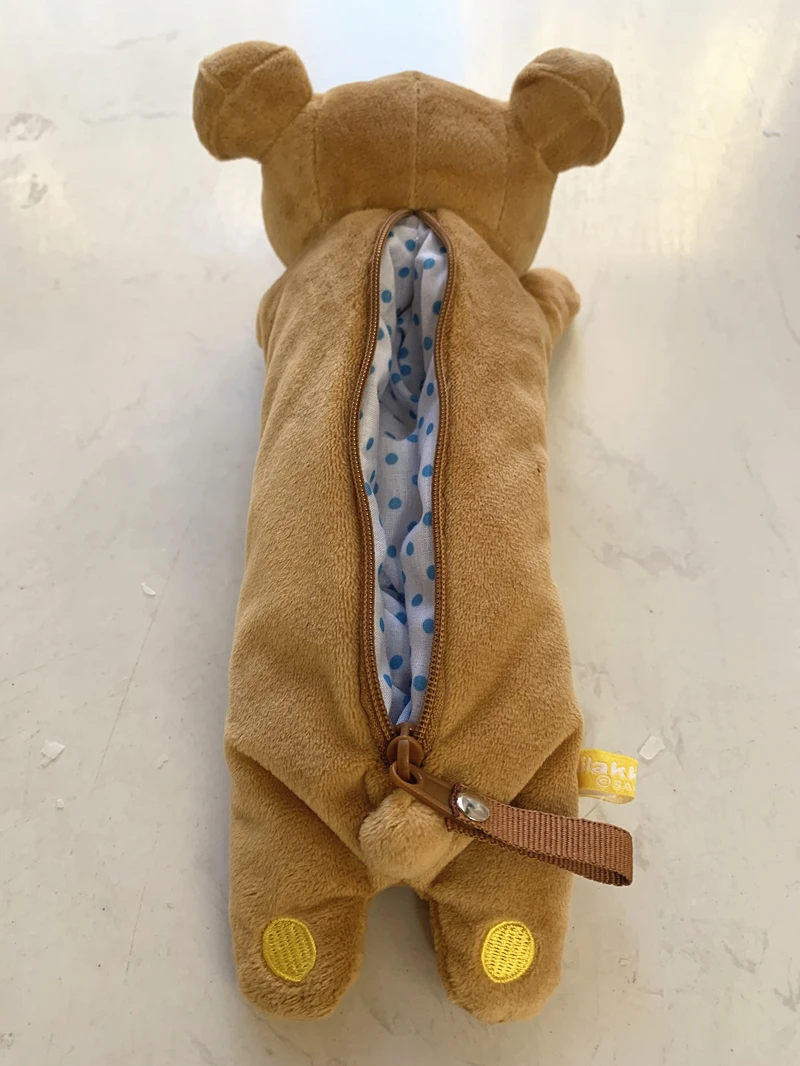Color: Brown - Kawaii Rilakkuma Plush Pencil Cases for Girls Kids School Korilakkuma Bear Anime Cute Pencil Case Pouch Organizer Pen Bag