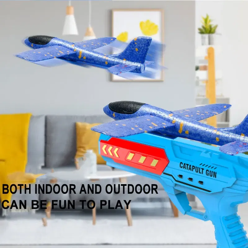 Color: Burgundy - Airplane Launcher Toys Outdoor Sports Flying Toys Children's Foam Ejection Aircraft Toys Birthday Gifts for Boys Girls