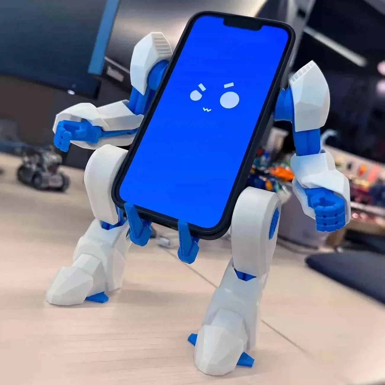 Color: Black - Mechanical Exoskeleton Style Phone Stand Mecha Gundam Mobile Holder Desktop Decoration 3D Printing Assembly Model Customization