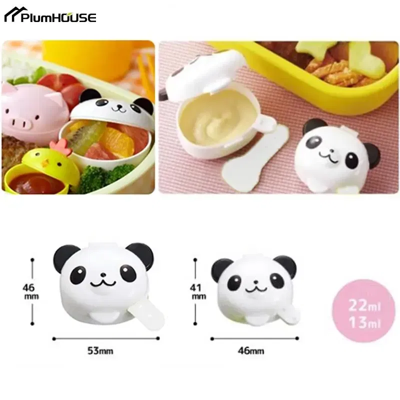 Color: Light Grey - 2Pcs Lunch Bento Soy Sauce Box Container Cute Plastic Condiment Dispenser Mini Portable Salad Dressing Tomato Ketchup Bottle Jar