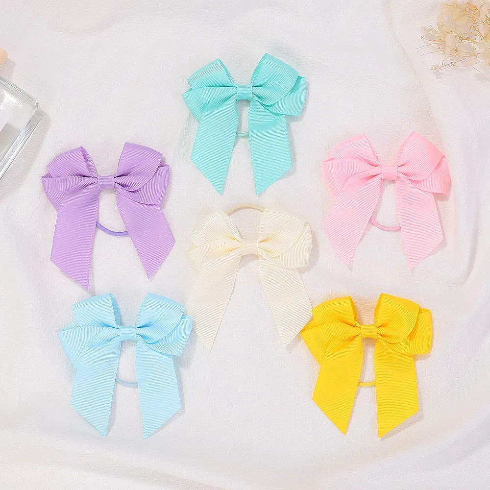 Sweet Hair Ribbon Hair Band for Girls Toddler Cheer Bow Head Rope Kids Headwear Double Ponytail Support Hair Accessories