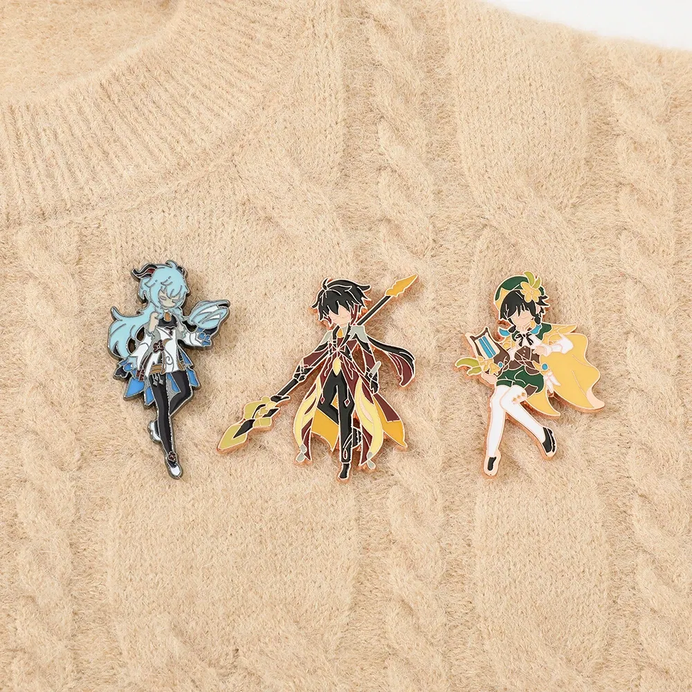 Metal color: Blue Zinc Plated, Ships From: CHINA - Game Genshin Impact Enamel Brooch Cosplay Figure Kaeya Alberich Jewelry Badge Props Lapel Pins for Jacket Pins Jewelry
