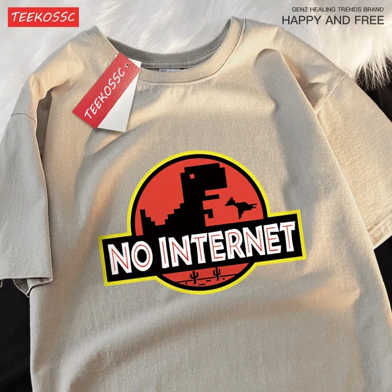 Color: green, Size: XXL - No Internet Fun Little Dinosaur Short Sleeve Mens Cartoons Cotton Tshirt Summer High Quality Clothing Fashion Oversize T-Shirts