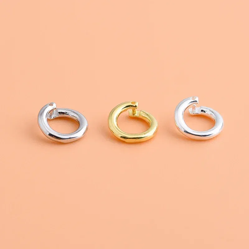 Color: green - S925 sterling silver DIY bracelet necklace ring buckle, Open Ring Connection Buckle Silver Ring pendant ring