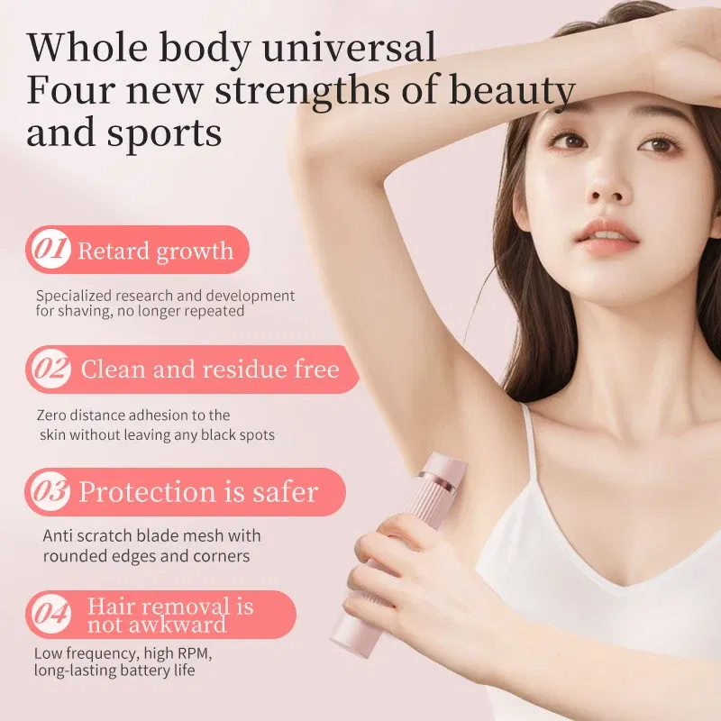 Color: Pink - Women Epilator Dual Head Facial Electric Razor Body Shaver for Shaving Bikini Trimmer Area Leg Waterproof Female Hair Removal