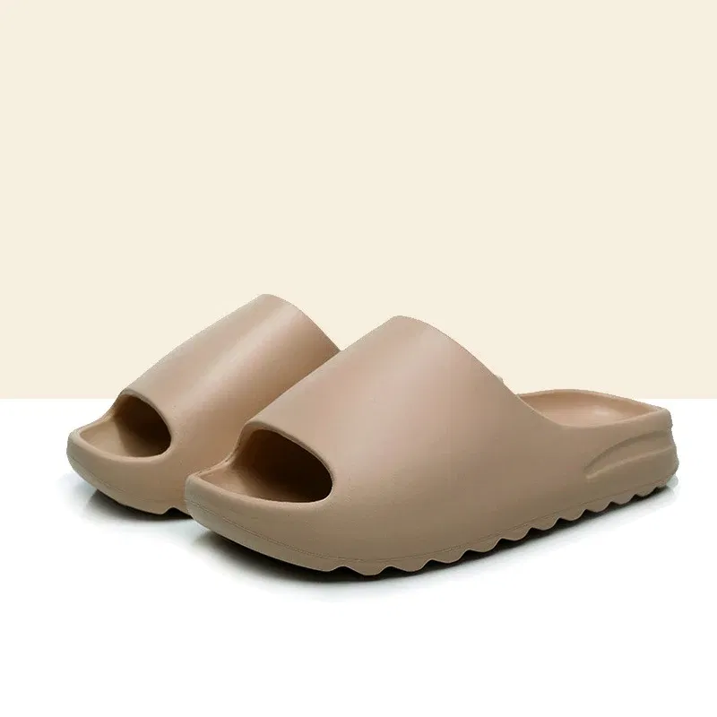 Color: Beige, Shoe Size: 40-41, Ships From: CHINA - Pallene 2025 New Men's Slippers Thick-sole Comfortable Men Sandals Non-slip Soft Sole Bathroom Slides Concise Light Men Slides