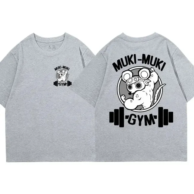 Color: green, Size: XS - Anime Demon Slayer Uzui Tengen Print T-shirts Unisex Funny Ninja Mice Muki Muki Gym T Shirt Muscular Mouse Oversized T-shirt