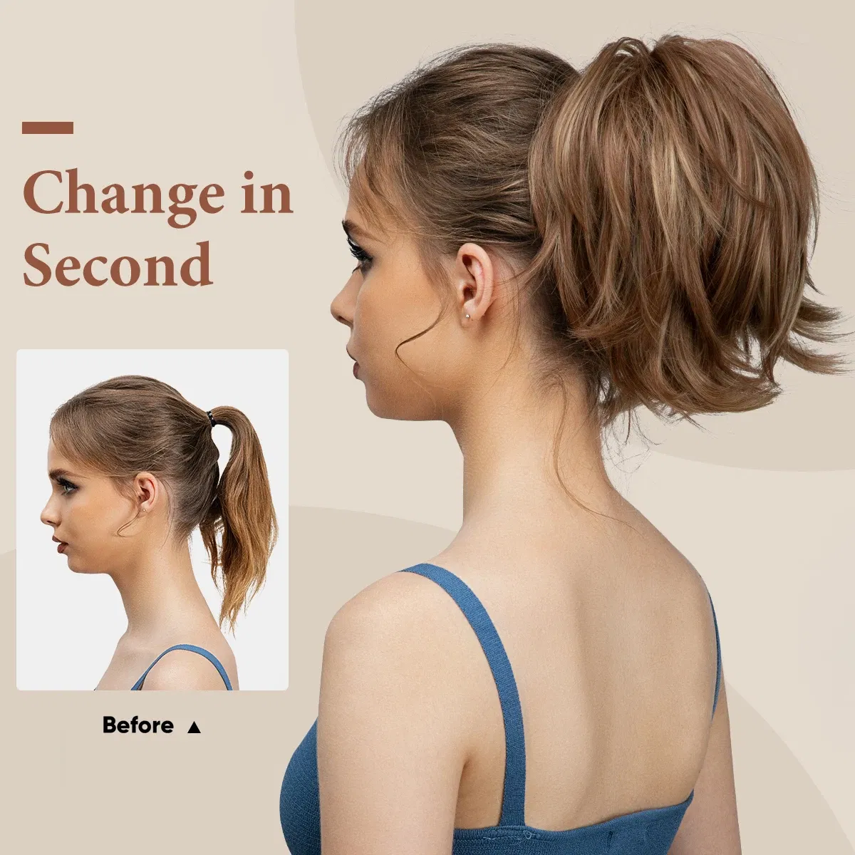 Color: P1B/30, Bulk Buy: 1pc - Synthetic Claw Clip In Ponytail Hair Extensions Diy Hairpiece Hair Bun  Fake Blonde Hair False Pigtail for Women