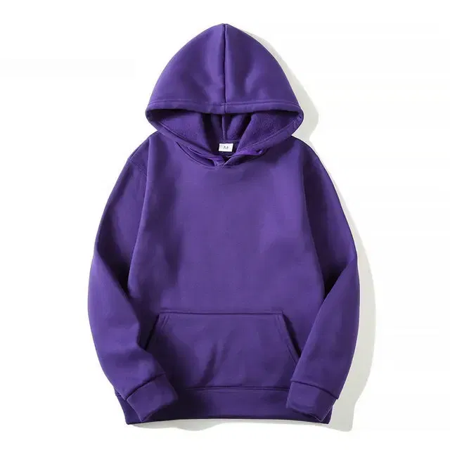 Color: PURPLE, Size: XXL - Blank Fleece Fashion Hoodies Men Pull Over Wholesale Hooded Sweatshirt Unisex Cheap Solid Hoodie In Bulk Sudaderas Con Capucha
