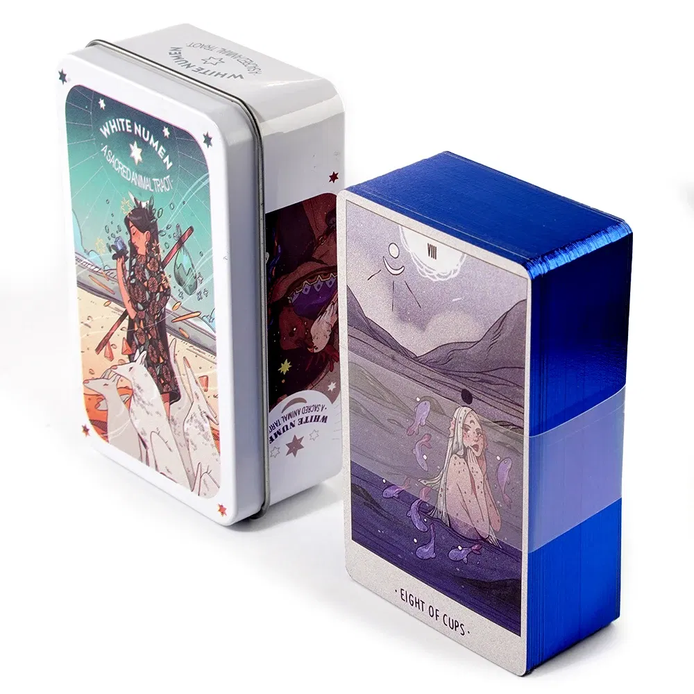 Color: Clear - Adventures time Tarot 78pcs Cards in a Tin Metal Box Gold plated Edge Tarot Cards For Divination Tarot Deck Beautiful Package