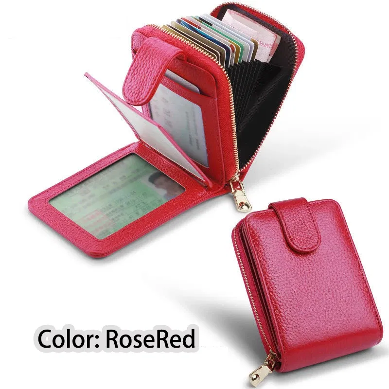 Color: Red, Ships From: CHINA - Genuine Leather Driver's License ID Card Holder Wallet Male and Female Credit Card Bag Large Capacity Card Case ID Bag