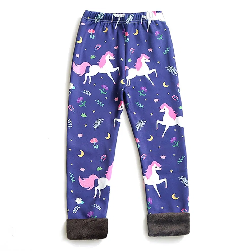 Color: Pink, Size: 68 - Girls Warm Plush Long Pants for Autumn Spring Cartoon Butterfly Striped Soft Cozy Leggings Fleece-Lined Bottoms Kids Casual Wear