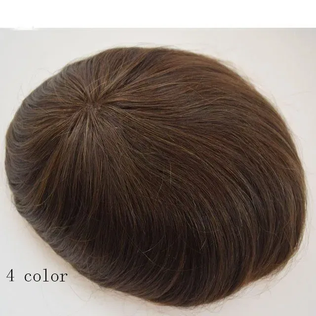20MM Curly Brown Black Super Durable Mono Lace&Pu Mens Toupee Wig Human Hair 15mm Capillary Prosthesi Weave Replacement For Male