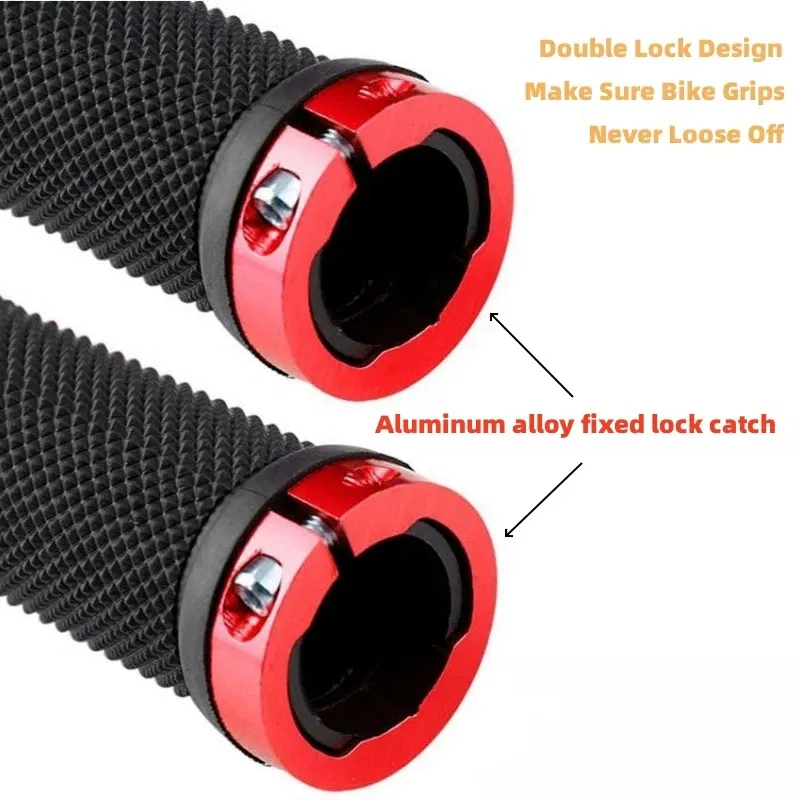 Color: SKY BLUE - Bicycle Rubber Grips Alloy Lock Non-Slip Rubber Bicycle Handlebar Grips Double Aluminum Lock on Locking Bicycle Handlebar Grips