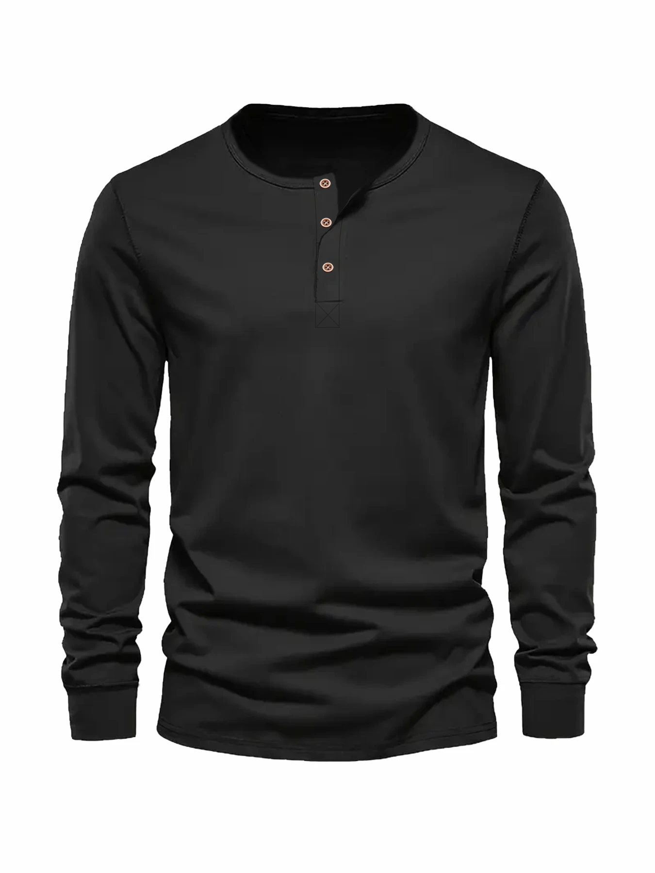 Color: black, Size: XL - Men's Long Sleeved Henley Neck T-shirt Slim Fit Bottoming Shirt Fitness Tops Tees Button Neck Casual Cozy Tshirt