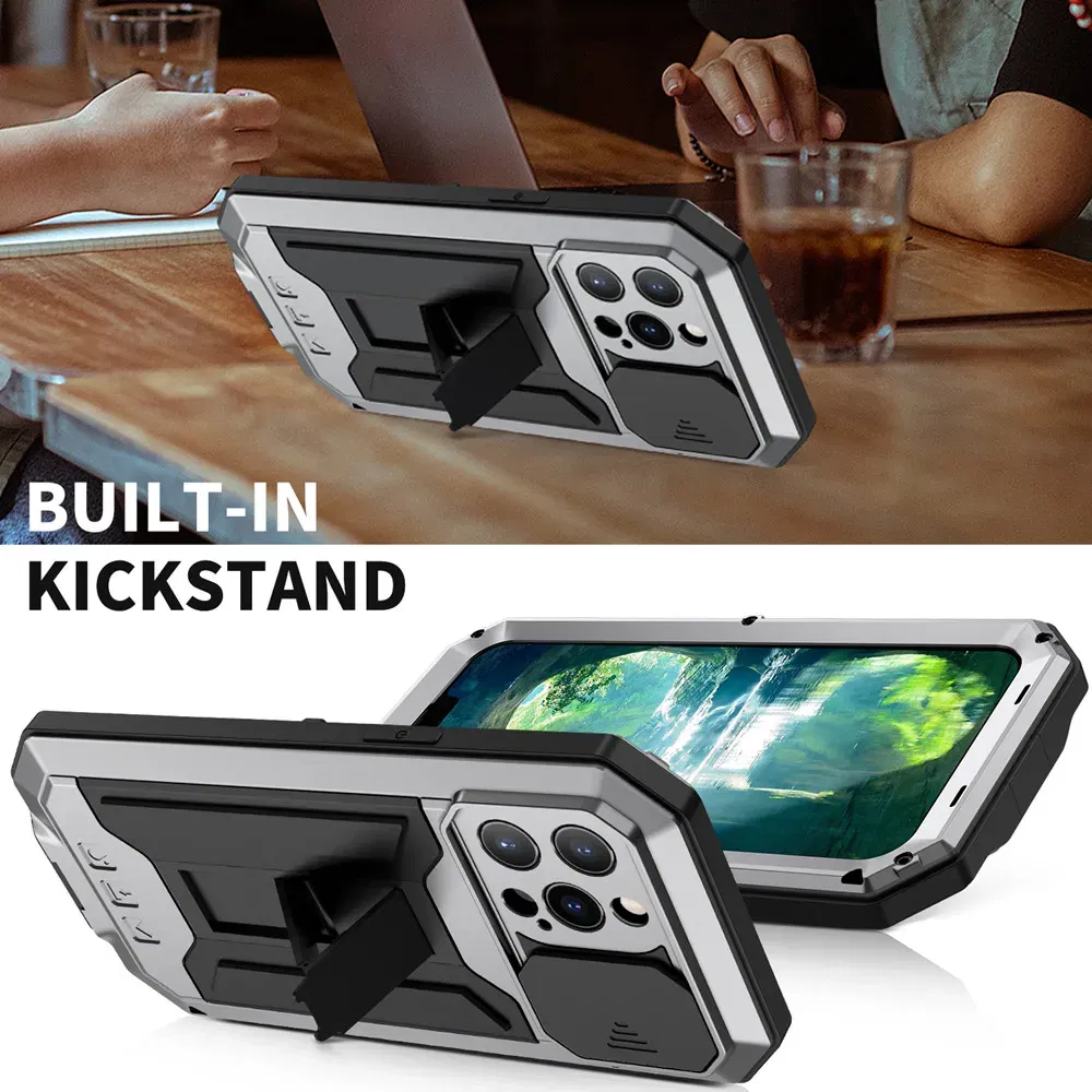 Color: Yellow, Material: Cotton Fabric - Heavy Duty Metal Aluminum Case For iPhone 14 13 15 Pro Max Military Grade Shockproof Bumpers Armor Kickstand Camera Slider Cases