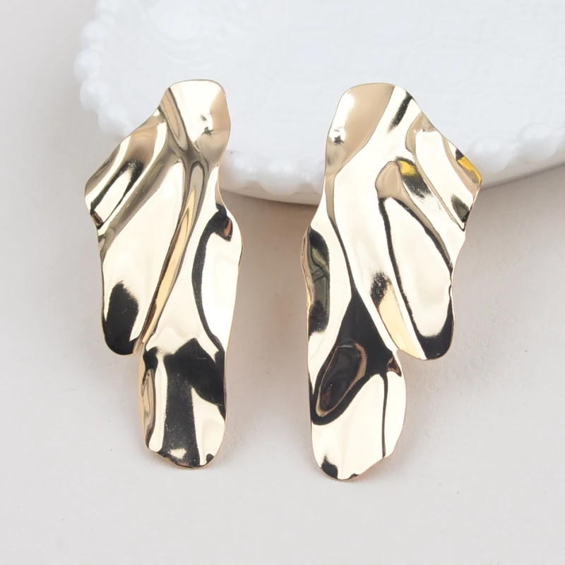 Metal Color: dark green - New Exaggerated Long Hanging Earrings for Women Big Twisted Metal Dangle Earrings Cool Fashion Trendy European Ear Jewelry