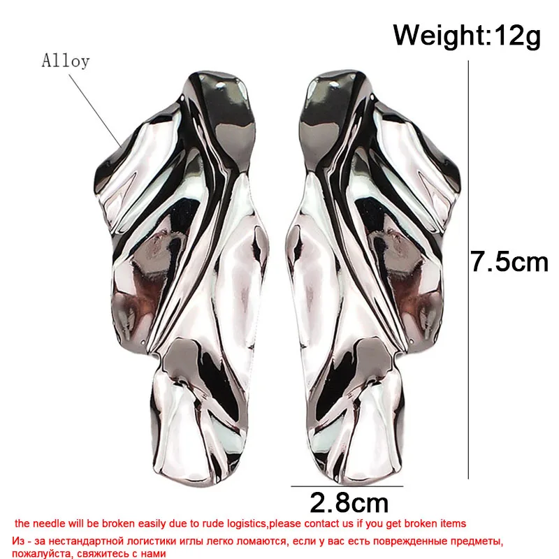Metal Color: dark green - New Exaggerated Long Hanging Earrings for Women Big Twisted Metal Dangle Earrings Cool Fashion Trendy European Ear Jewelry