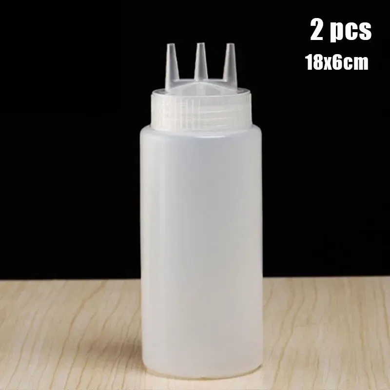 Color: light yellow - 3 Holes 800ML Twist Cap Squeeze Bottle Food Grade Plastic Ketchup Mustard Mayo Sauces Olive Oil Bottles Kitchen Gadgets #1