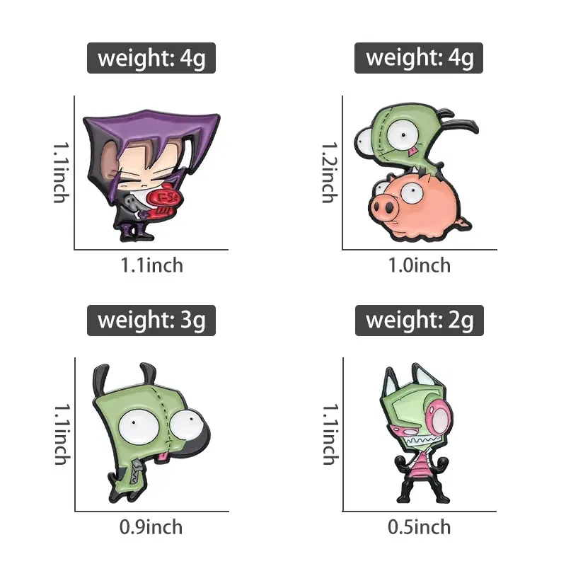 Metal color: Black Zinc Plated - Cartoon Anime Brooch Enamel Pins Custom Metal Animal Badges Lapel Accessories Sweater Women Men Jewelry Gift Friends Wholesale