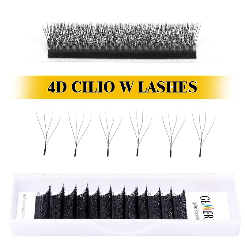Curl: D, Thickness: 0.07mm, Length: 9mm, Ships From: CHINA - Gemerry Cilios W 4D W-shaped Eyelash Extension Automatic Flowering W Lashes LU/L/C/D Curl High Quality Individual Fake Eyelashes