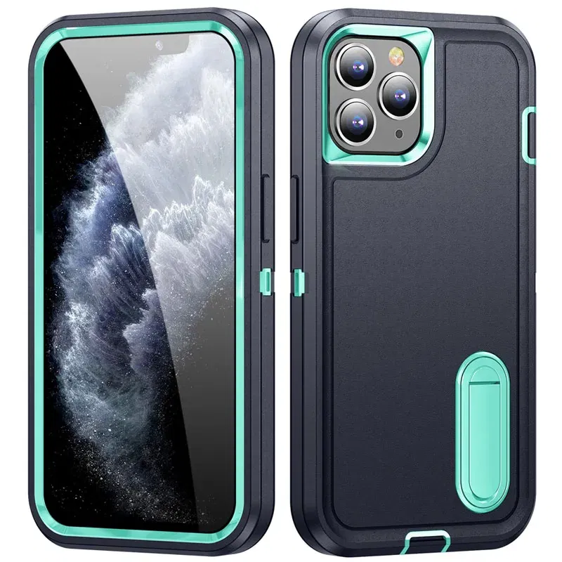 Color: Trans-dark Pink, Material: PC - PKCASE Shockproof Case For iPhone 13 Mini 12 11 Pro Max 6 7 8 Plus Bracket Protective Cover For iPhone X XS XR SE 2020 2022
