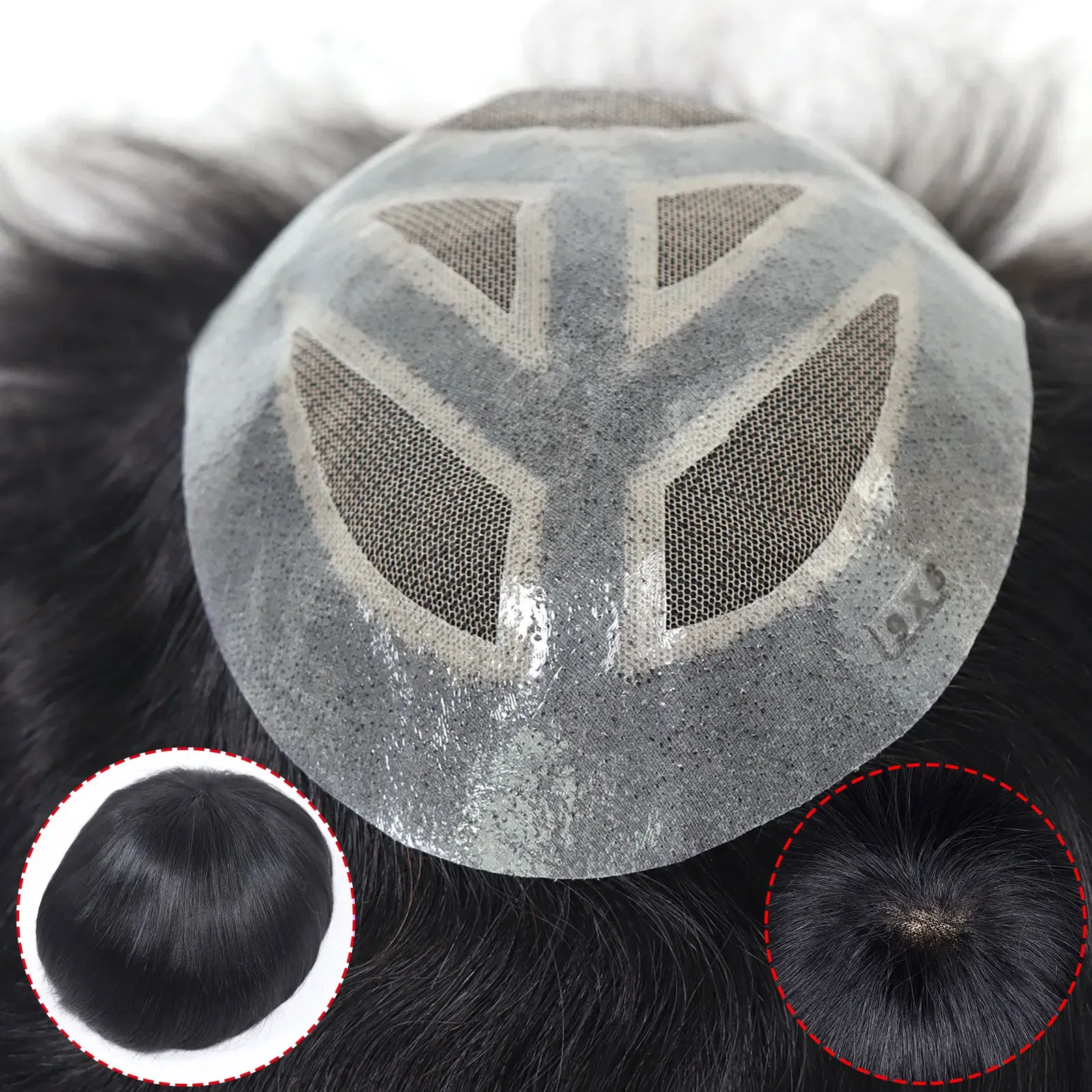 Lace With PU Toupee Men Breathable French Lace Front Men's Wig Human Hair Toupee Men's Replacement Systems