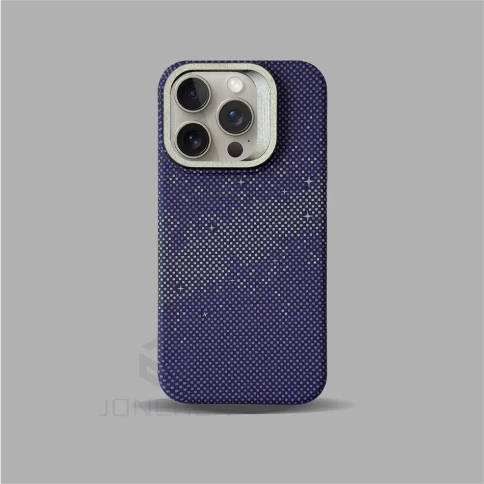 Color: MULTI, Material: PP - Luxury Magnetic Stand Metal Lens Relief Carbon Fibre Pattern For Magsafe Case For iPhone 15 14 13 Pro Max Shockproof Back Cover