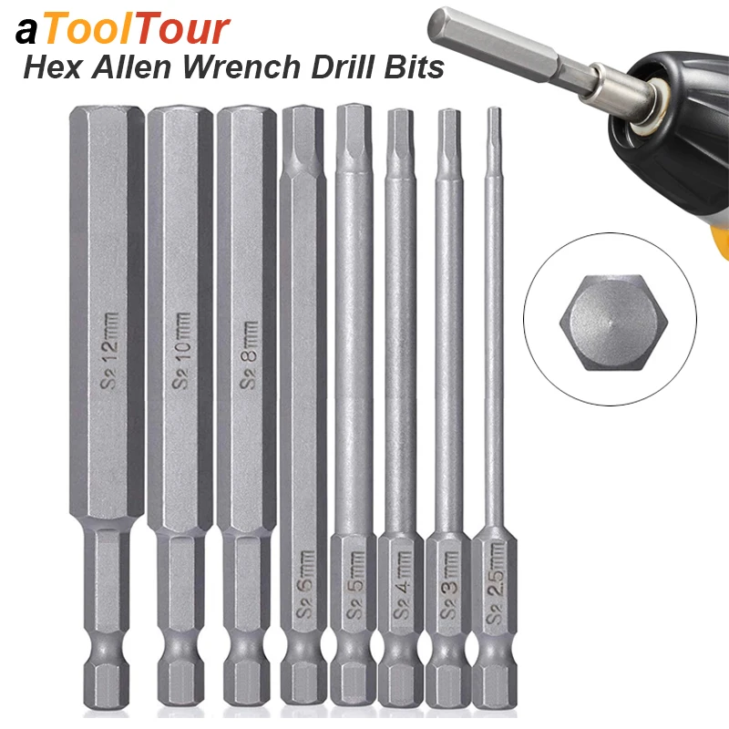 Color: LIGHT BLUE - Hex Allen Wrench Bit Set Metric Imperial SAE Screwdriver Electric Power Drill Adapter Driver Key Socket Security Magnetic Tip