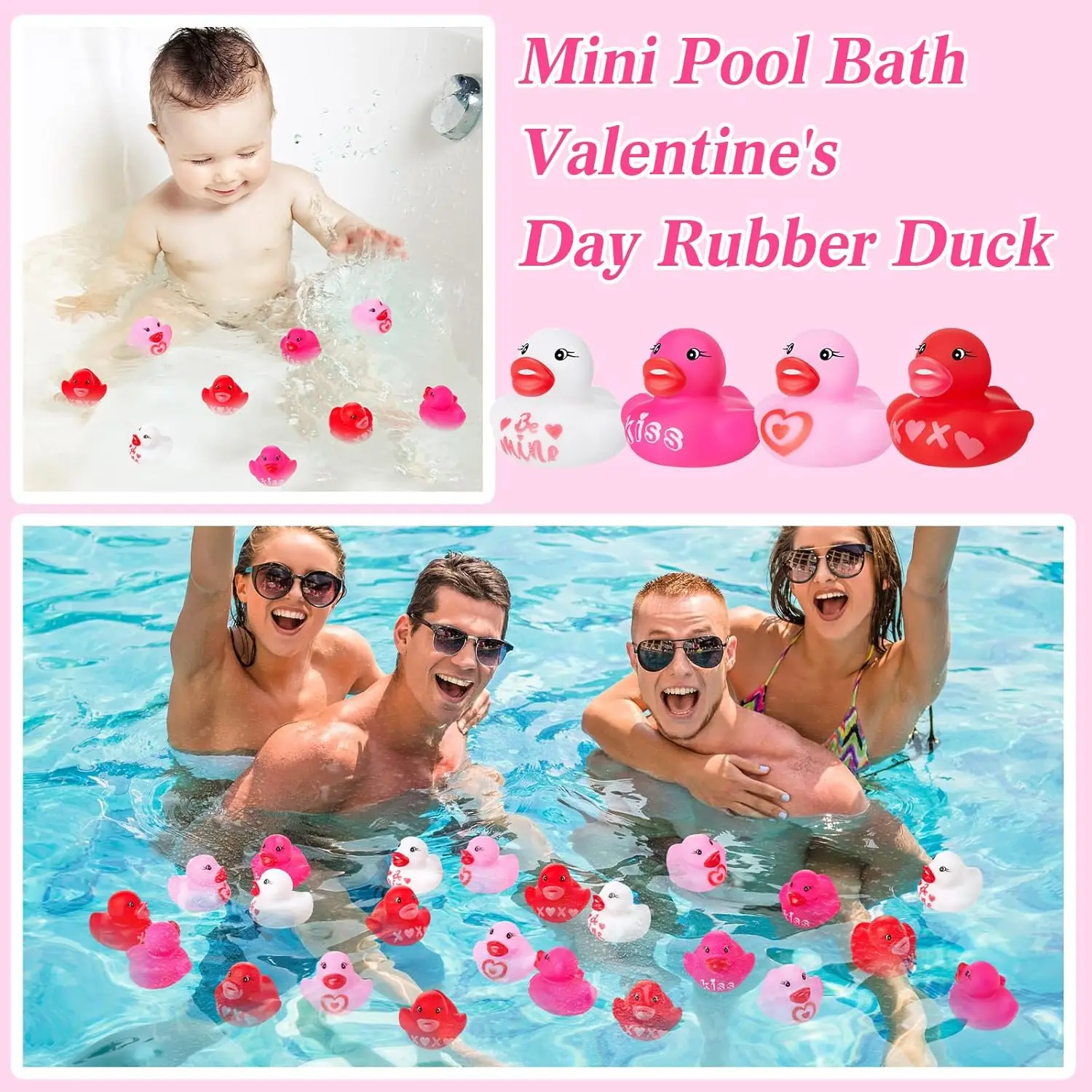 Color: green - 52Pack Valentine's Day Rubber Duck Bulk for Kid Funny Rubber Duck Valentine Jeep Duck for Ducking Valentine Party Baby Shower As