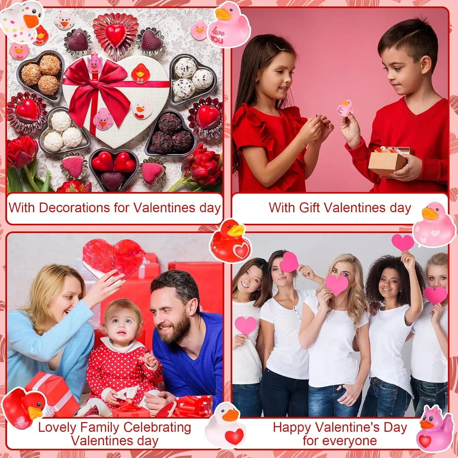 Color: green - 52Pack Valentine's Day Rubber Duck Bulk for Kid Funny Rubber Duck Valentine Jeep Duck for Ducking Valentine Party Baby Shower As