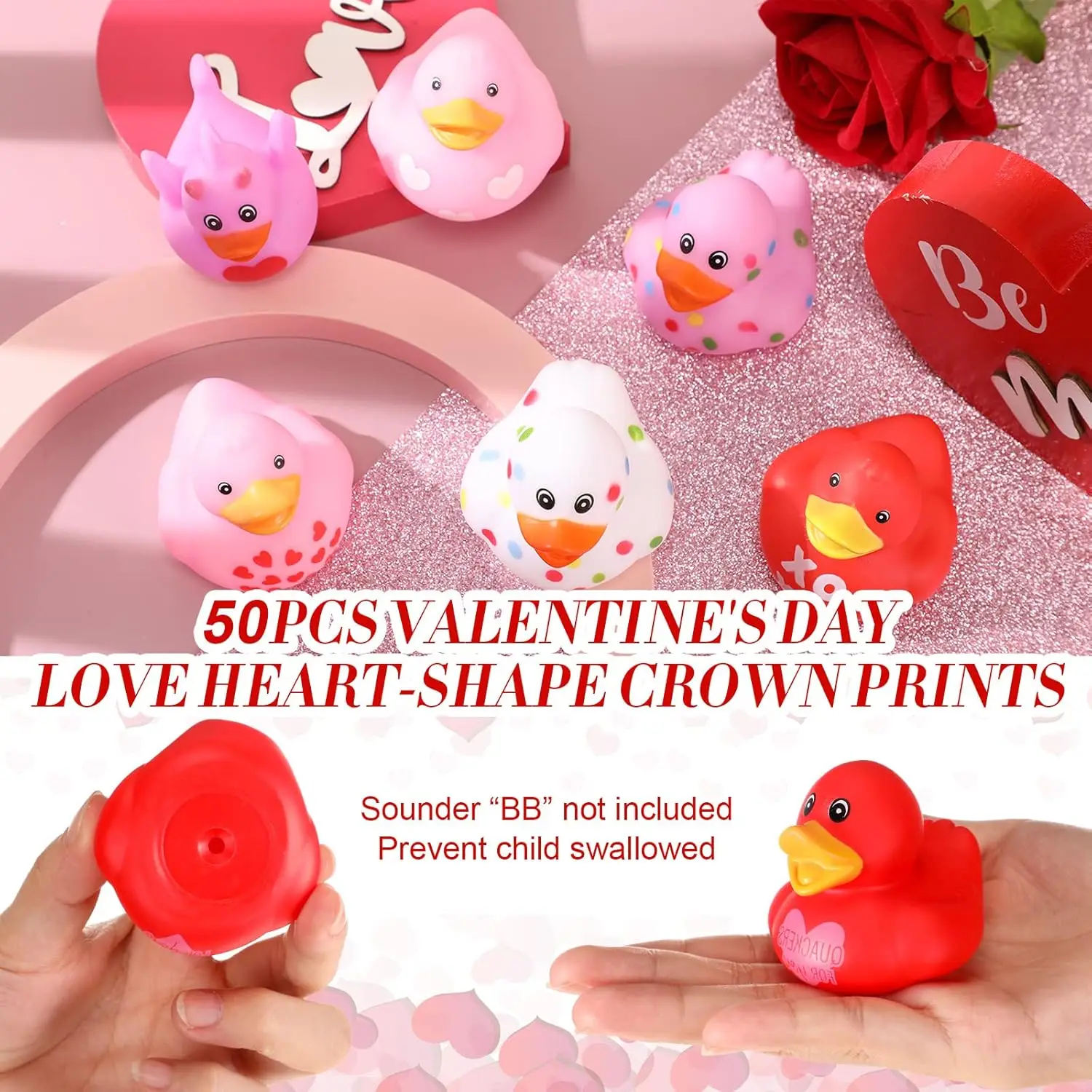 Color: green - 52Pack Valentine's Day Rubber Duck Bulk for Kid Funny Rubber Duck Valentine Jeep Duck for Ducking Valentine Party Baby Shower As