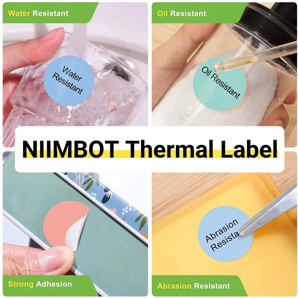 color: Pink - Niimbot Round Color Label Sticker Self-adhesive Waterproof Thermal Sticker Label for B1/B21/B3S Label NIIMBOT