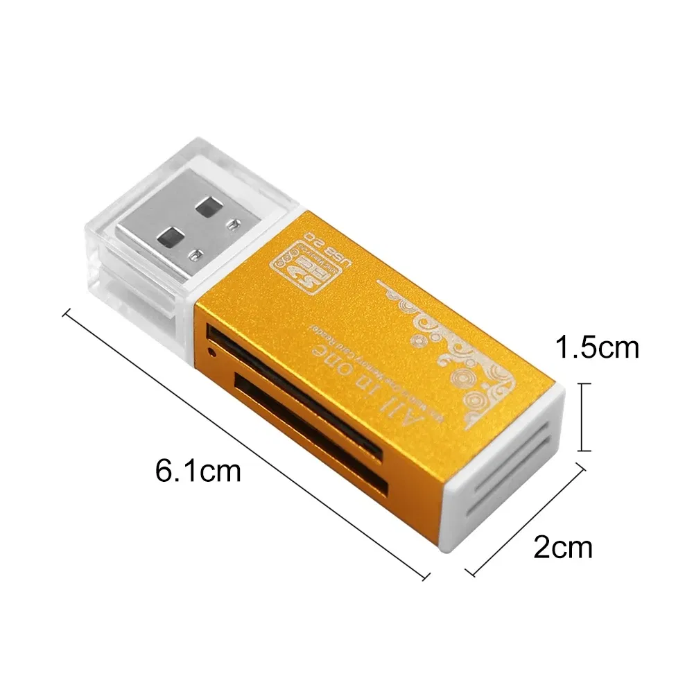 Color: Silver - Multifunctional USB 2.0 Micro-SD/TF/CT/MS/SDHC/MMC Memory Card Reader Adapter