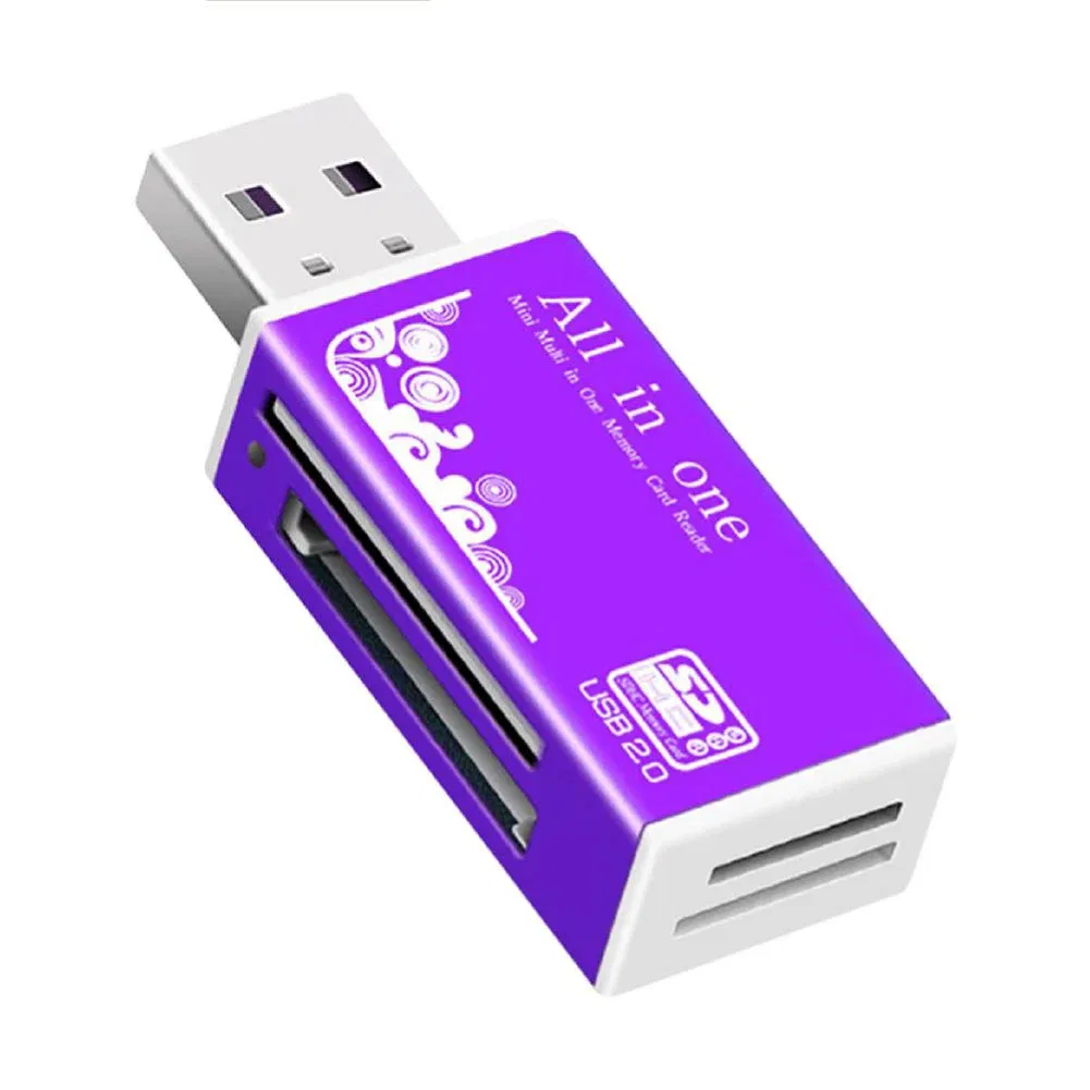 Color: Silver - Multifunctional USB 2.0 Micro-SD/TF/CT/MS/SDHC/MMC Memory Card Reader Adapter