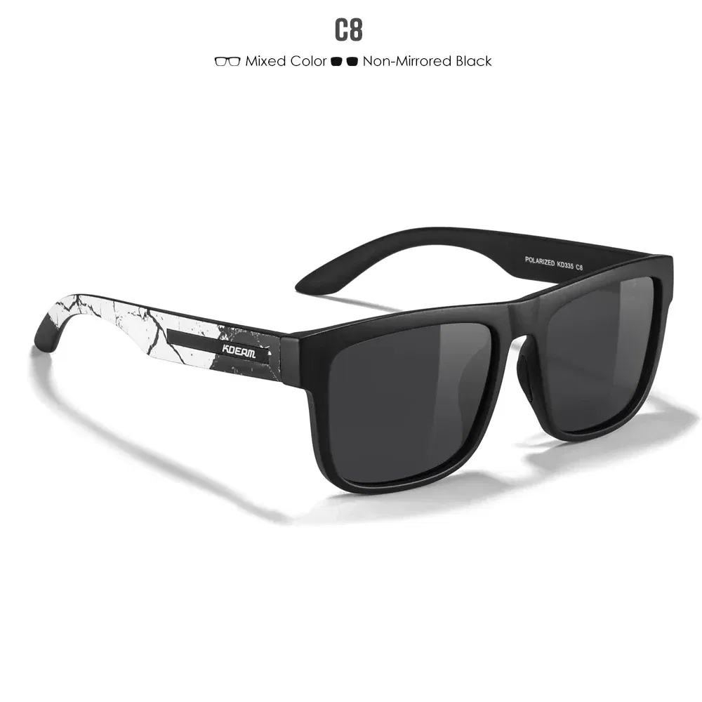 Lenses Color: GRAY, Frame Color: WHITE - 2024 KDEAM New Polarized Sunglasses For Men UV400 Protection Lens Black Grey Frame Driving  Sun Glasses Fishing Eyewear