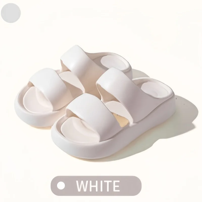 Color: WHITE, Shoe Size: 36 - Summer Women EVA Slippers Men 2024 Bathroom Non-Slip Slides Girl Outdoor Beach Casual Sandals Couple Soft Thick Soled Flip Flops