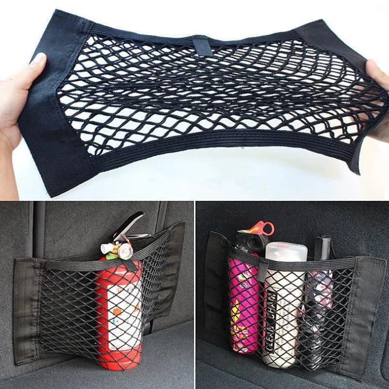 Color Name: black - For Volkswagen VW Golf 4 5 6 7 GTI R Tiguan Jetta MK4 MK5 MK6 Car Back Rear Mesh Trunk Seat Elastic String Net Magic Sticker