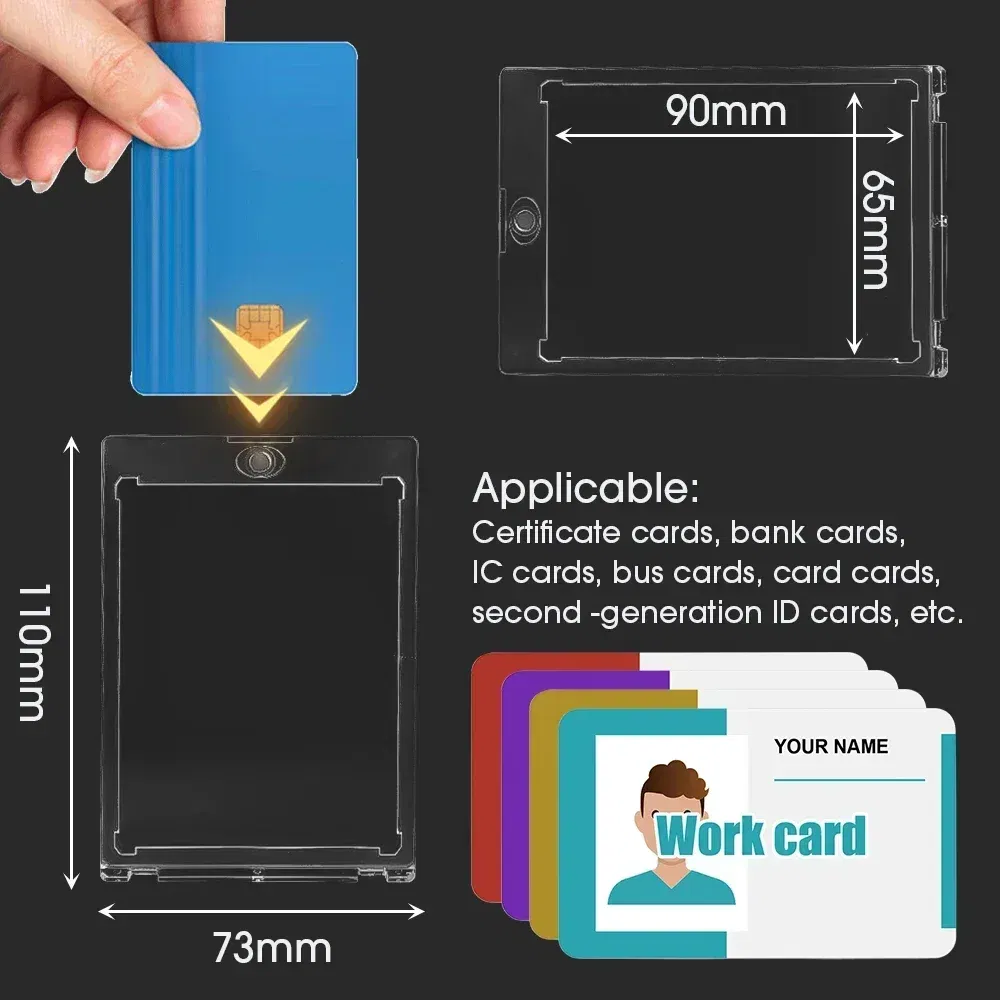Color: light green - 10-1Pcs 35PT Hard Magnetic Card Holder for Kpop Idol Photo Cards Protective Sports Trading Card Toploaders Sleeves Display Case