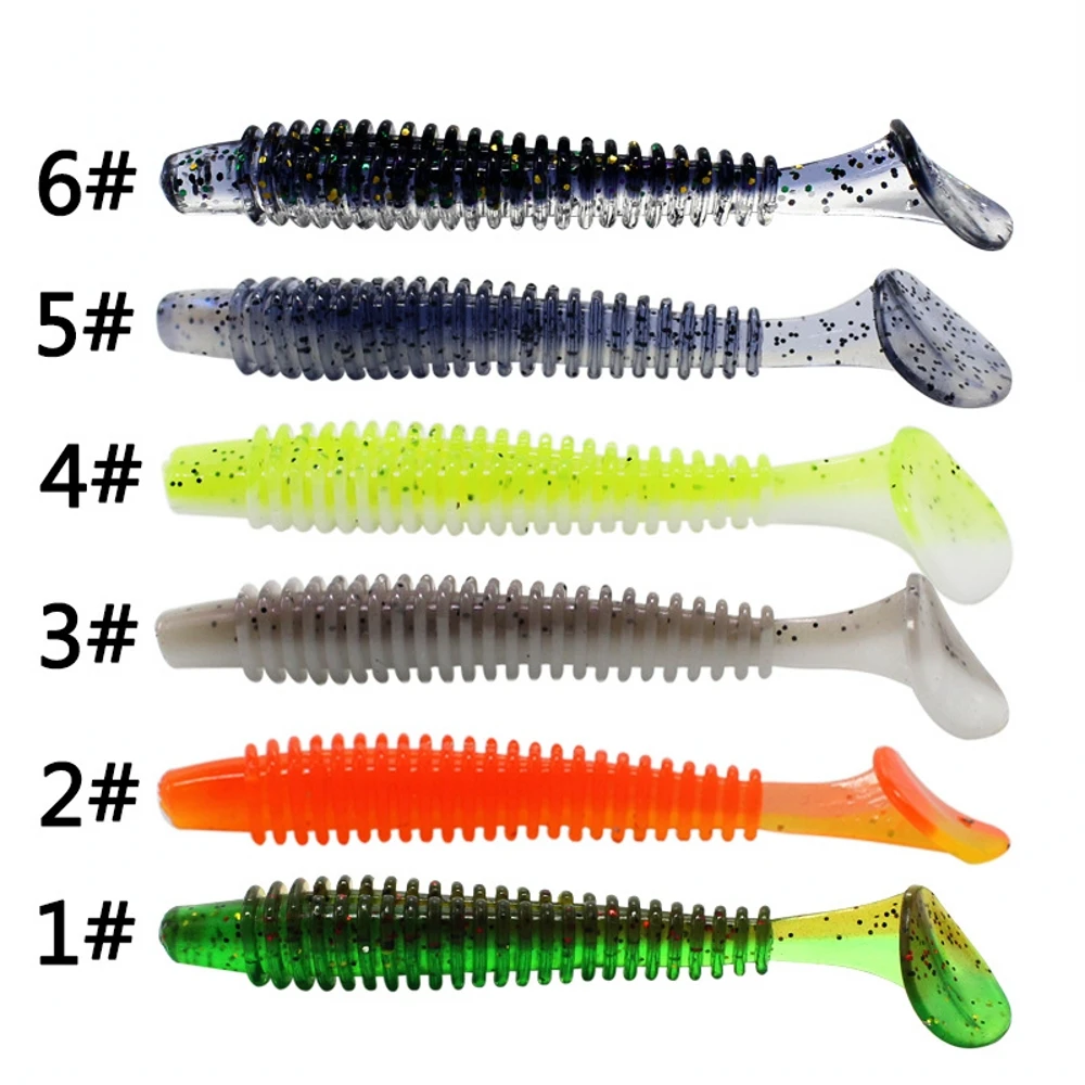 Color: Yellow, Size: 55mm - 10pcs/lot Fishing Lure 50mm 0.8g Soft Rubber Bait Jig Wobbler Soft Worm Carp Fishing Bait Artificial Silicone Swimbait