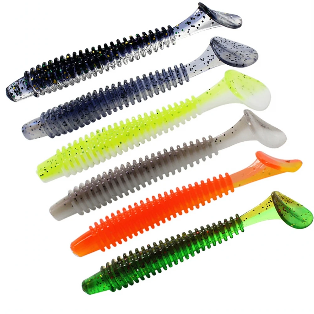 Color: Yellow, Size: 55mm - 10pcs/lot Fishing Lure 50mm 0.8g Soft Rubber Bait Jig Wobbler Soft Worm Carp Fishing Bait Artificial Silicone Swimbait