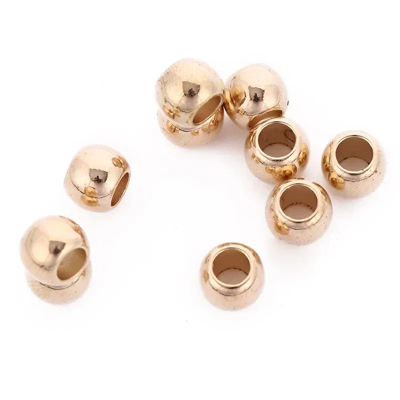 Color: Dark Khaki - 50pcs 8mm Gold Silver Hair Braids Beads Glossy Hair Dreadlocks Hair Ring Braid Dread Dreadlock Beads Cuffs Clips Styling Tools