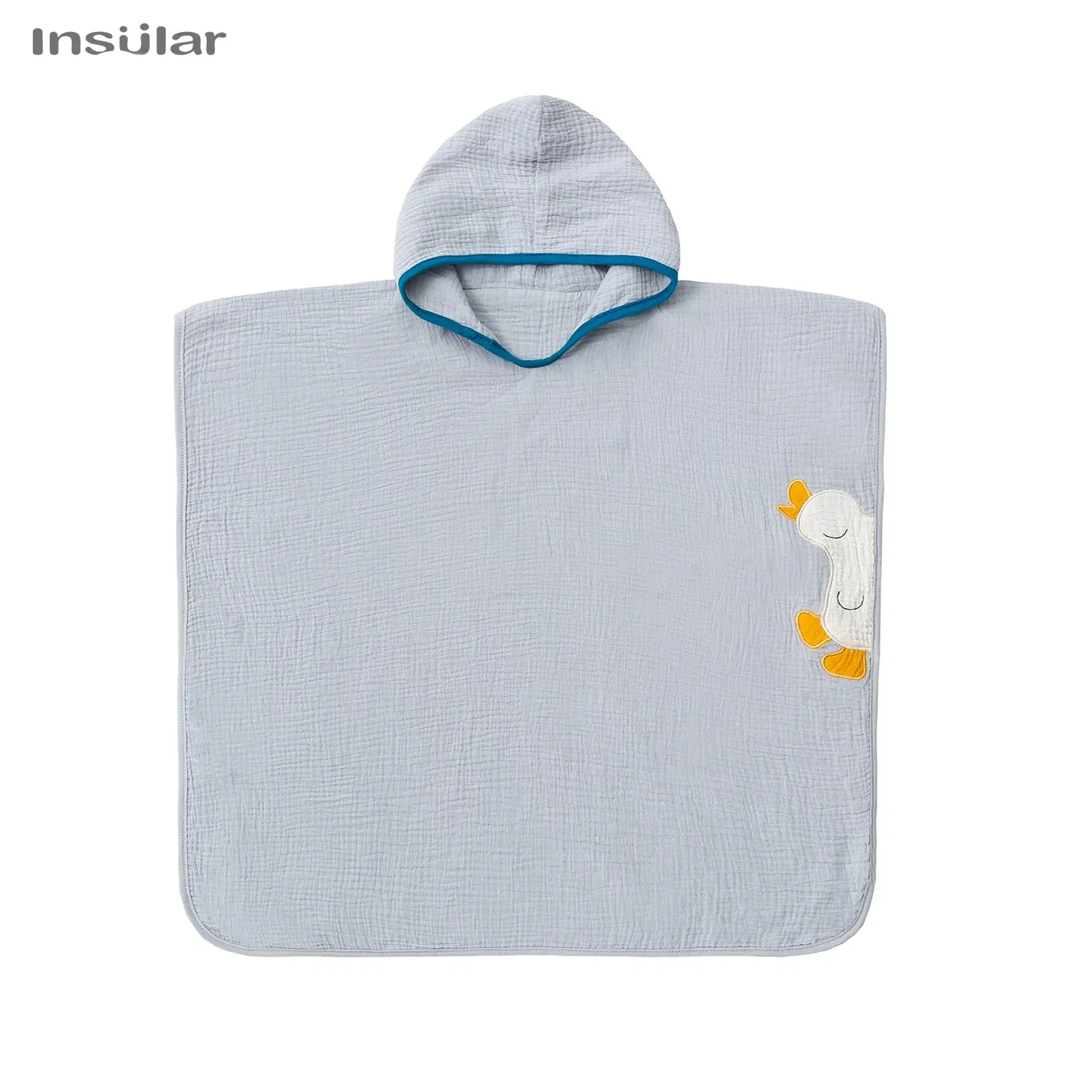 Color: WHITE - Muslin Baby Hooded Poncho Towel Children's Hooded Bath Towel Soft Kids Beach Bathing Stuff Infant Washcloth