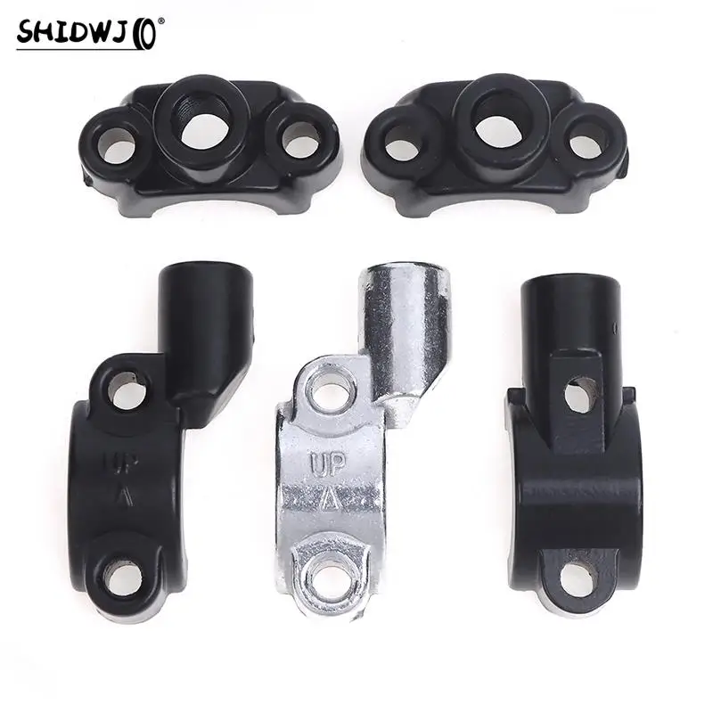 Color: Dark Grey - New 22mm Handlebar 10mm ThreadMotorcycle Master Cylinder Brake Lever Mirror Mount Clamp Rear View Mirror Holder Adapter
