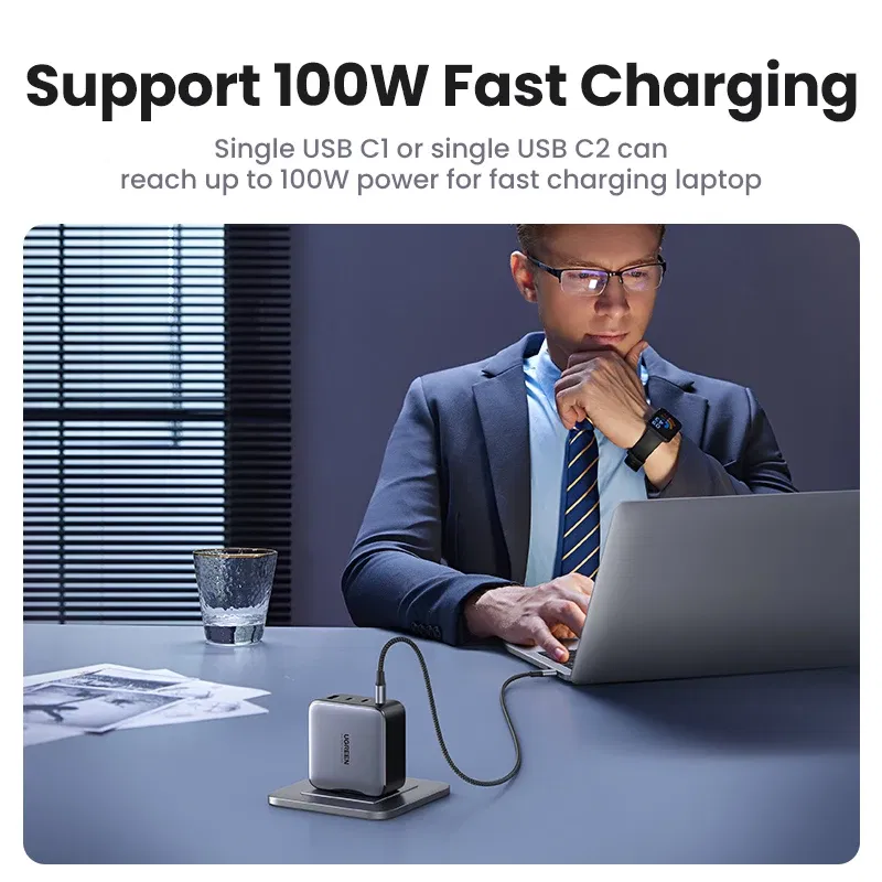 Plug Type: US, Ships From: CHINA - UGREEN 100W GaN Charger USB C PD Fast Charger QC4.0 3.0 Quick Charge Phone Charger For iPhone 15 14 13 Pro Macbook Laptop Tablet