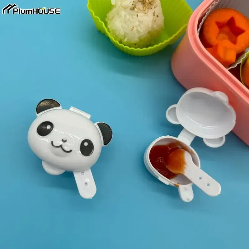 Color: Silver - 2Pcs Lunch Bento Soy Sauce Box Container Cute Plastic Condiment Dispenser Mini Portable Salad Dressing Tomato Ketchup Bottle Jar