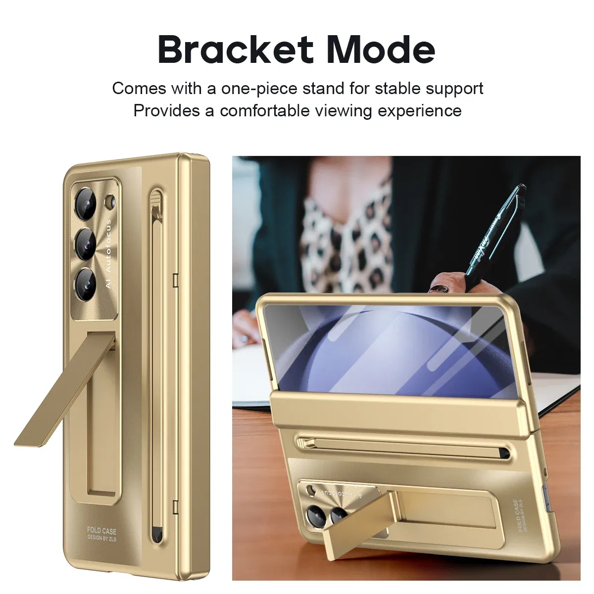 Color: Lotus root color, Material: ABS - With Touch Pen For Samsung Galaxy Z Fold 6 5 4 Case Hinge Armor Shockproof Magnetic Kickstand 360 Full Protection Folding Cover